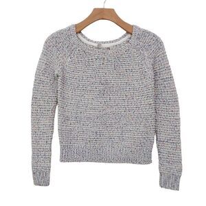 Gap Kids Pullover Sweater Girls Medium Gray Knitted Raglan Sleeve Cotton Blend